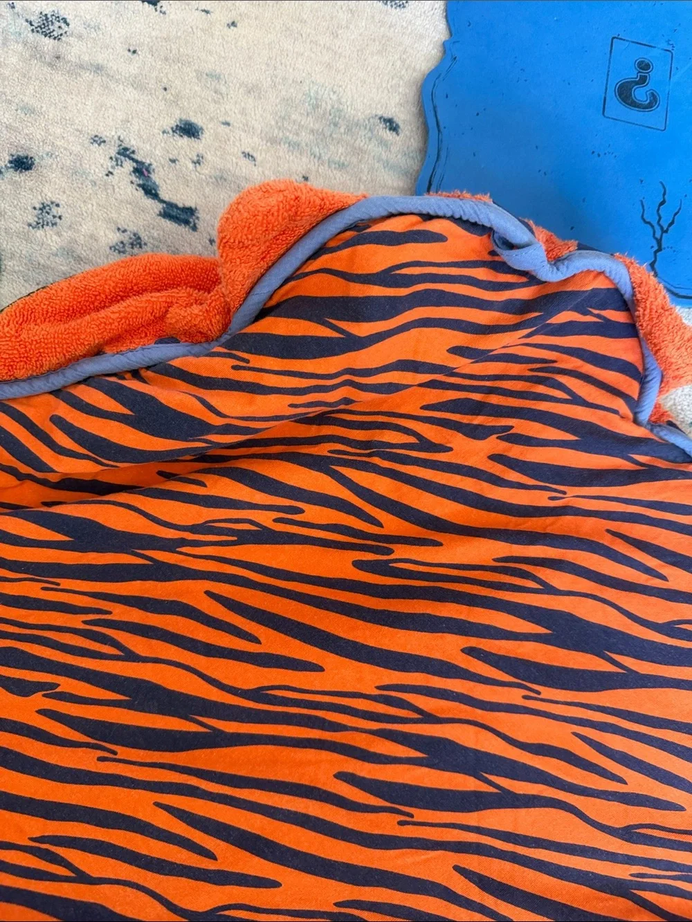 Children's Orange Hooded Bath Towel with Animal Face